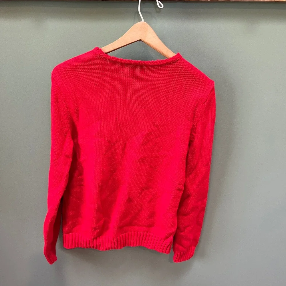 Lauren Jeans Company Red Knit Sweater Crown Crest Nautical Preppy‎ Medium